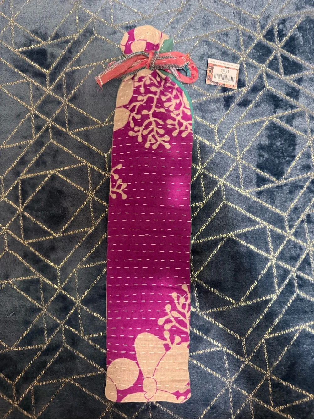 EB Denim Reversible Multicolor Patchwork Floral Scarf Wrap with Tassel Accent